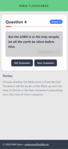 Screenshot of the Flashcards game